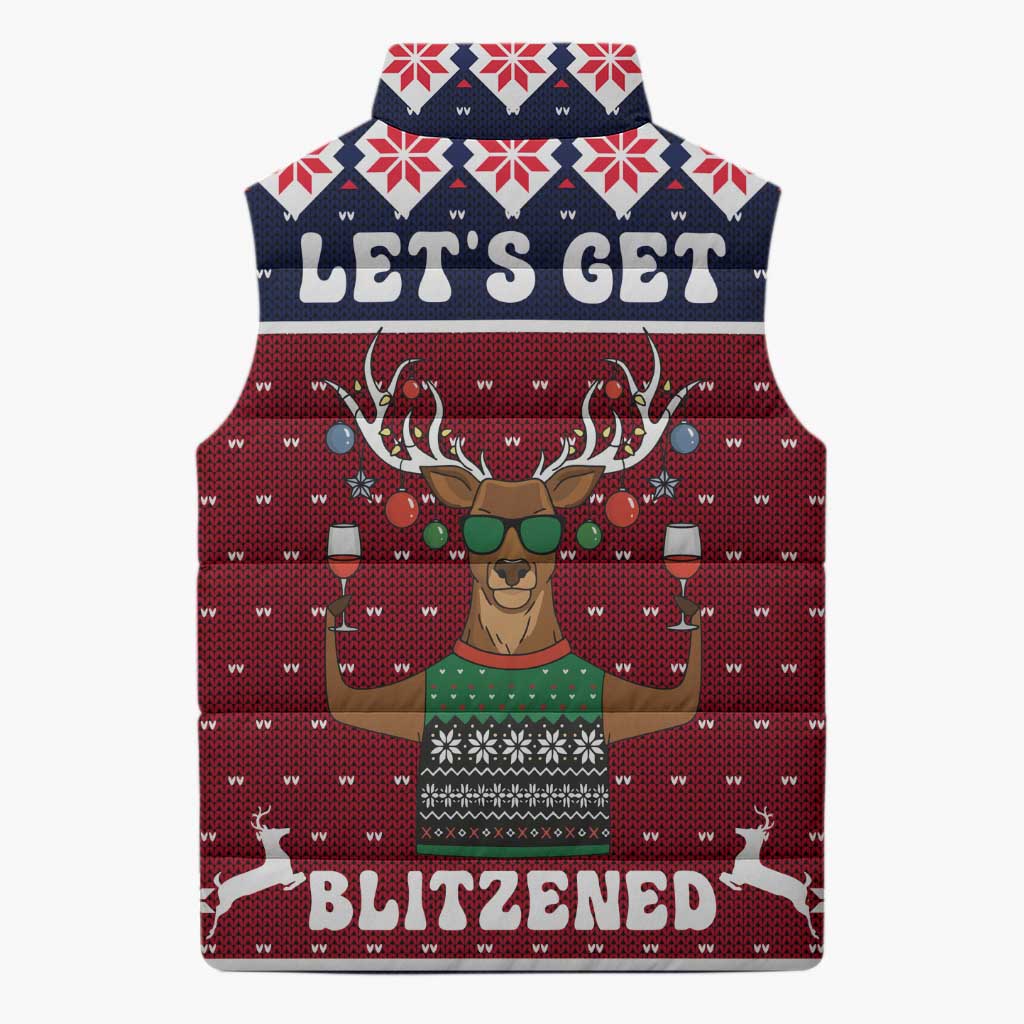 Lets Get Slouchy Christmas Sleeveless Puffer Jacket Funny Xmas Holiday Patterns - Wonder Print Shop