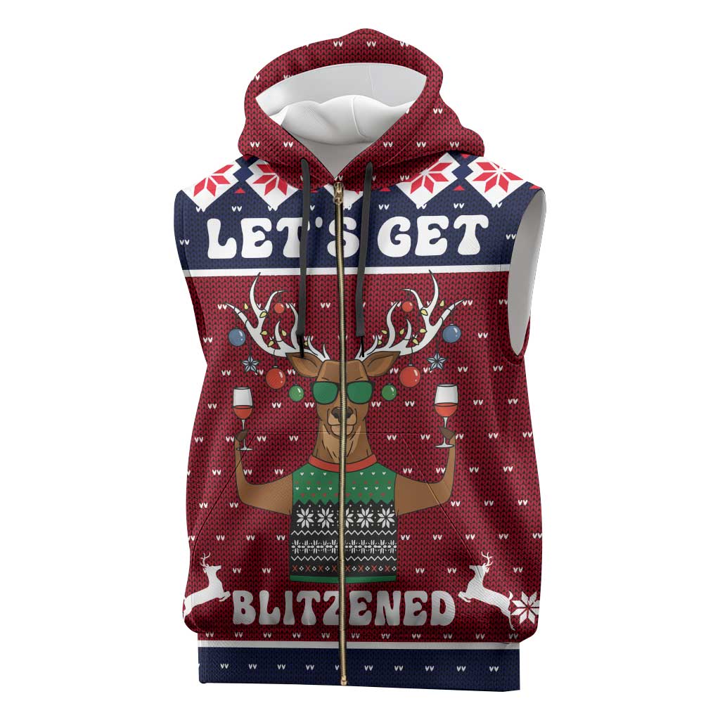 Lets Get Slouchy Christmas Sleeveless Zip Hoodie Funny Xmas Holiday Patterns - Wonder Print Shop