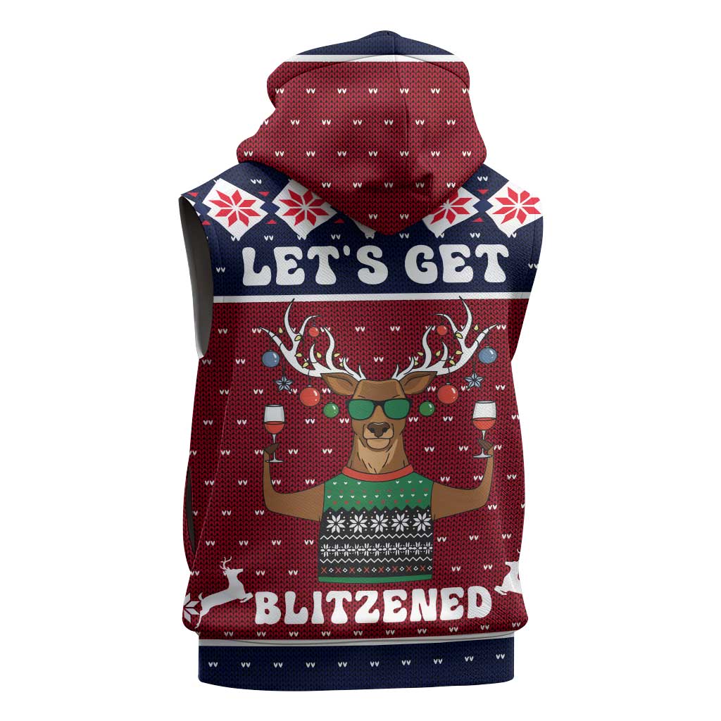 Lets Get Slouchy Christmas Sleeveless Zip Hoodie Funny Xmas Holiday Patterns - Wonder Print Shop