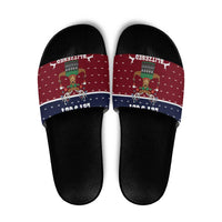 Lets Get Slouchy Christmas Slide Sandals Funny Xmas Holiday Patterns - Wonder Print Shop