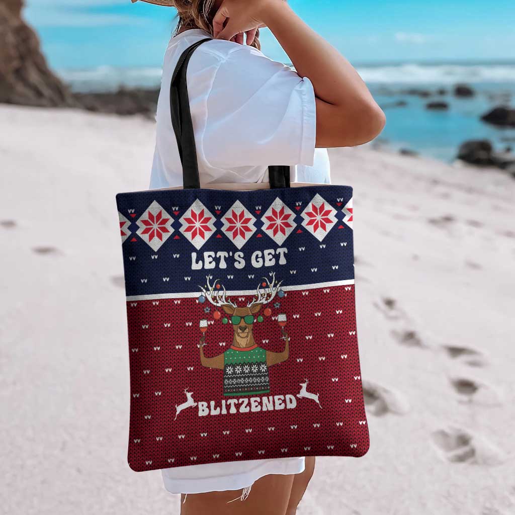 Lets Get Slouchy Christmas Tote Bag Funny Xmas Holiday Patterns - Wonder Print Shop