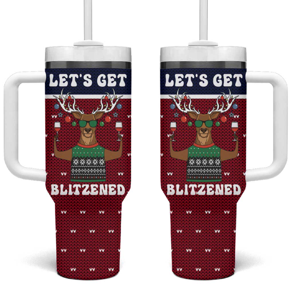 Lets Get Slouchy Christmas Tumbler With Handle Funny Xmas Holiday Patterns - Wonder Print Shop