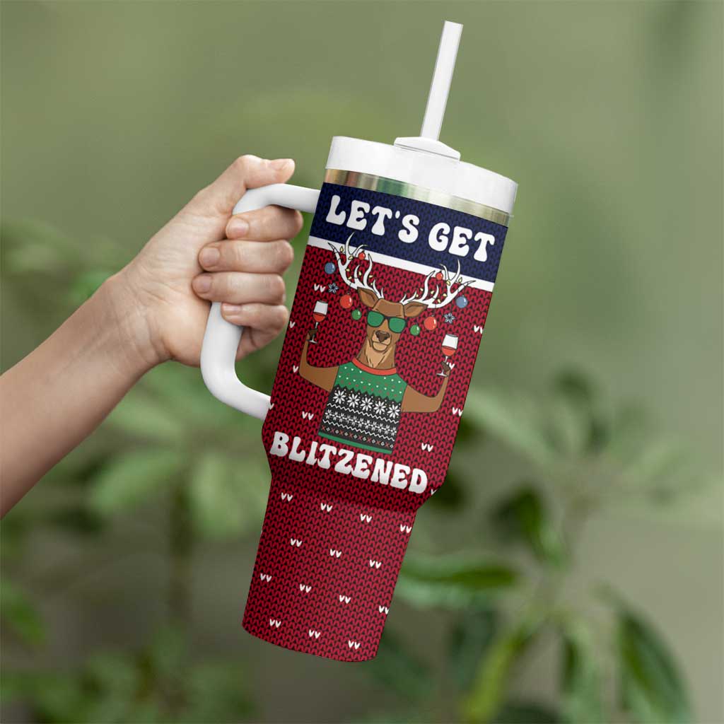 Lets Get Slouchy Christmas Tumbler With Handle Funny Xmas Holiday Patterns - Wonder Print Shop
