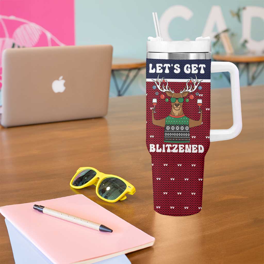Lets Get Slouchy Christmas Tumbler With Handle Funny Xmas Holiday Patterns - Wonder Print Shop