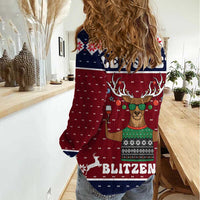 Lets Get Slouchy Christmas Women Casual Shirt Funny Xmas Holiday Patterns - Wonder Print Shop