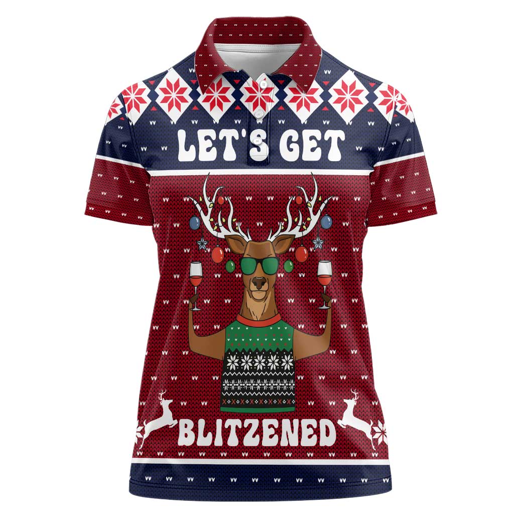 Lets Get Slouchy Christmas Women Polo Shirt Funny Xmas Holiday Patterns - Wonder Print Shop