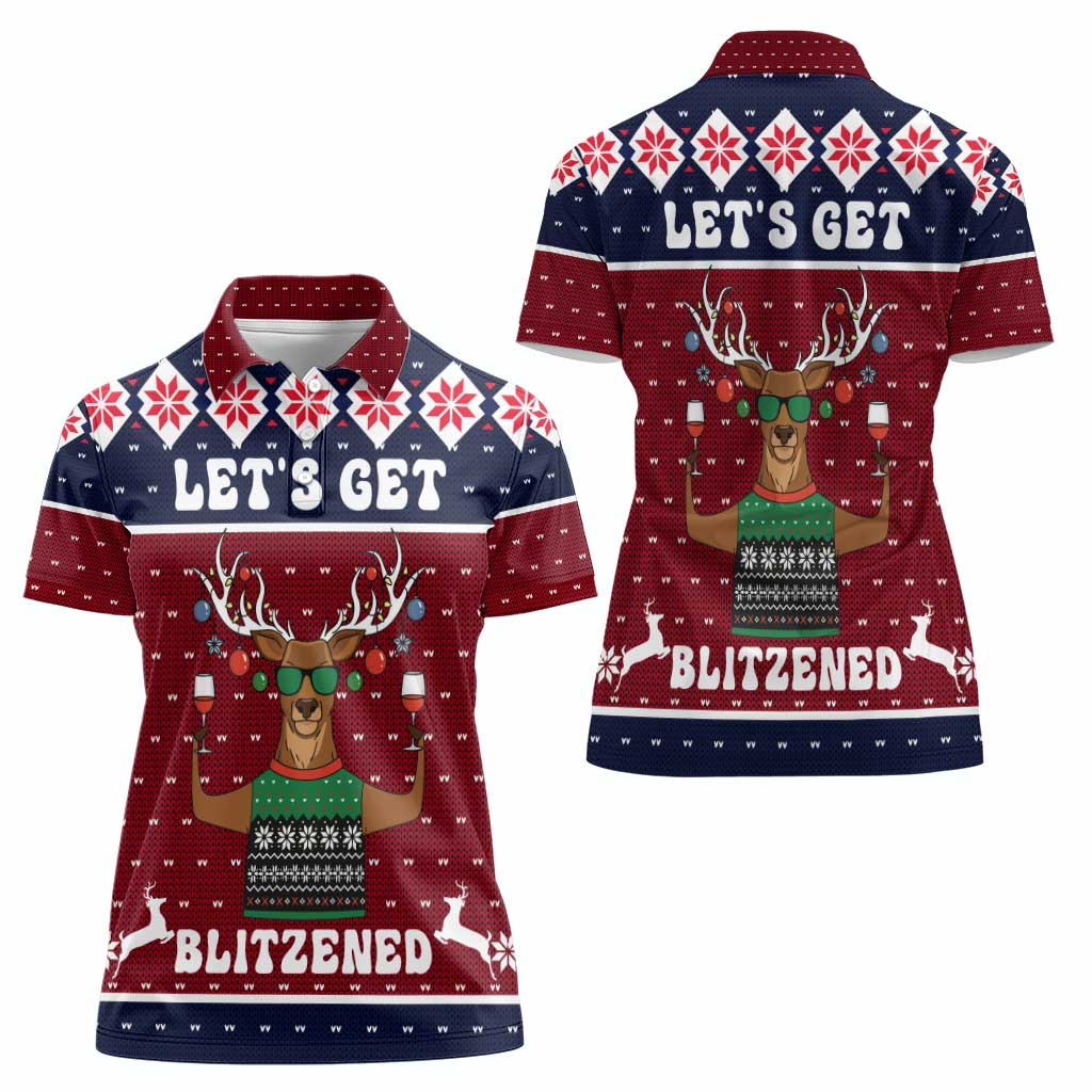 Lets Get Slouchy Christmas Women Polo Shirt Funny Xmas Holiday Patterns - Wonder Print Shop