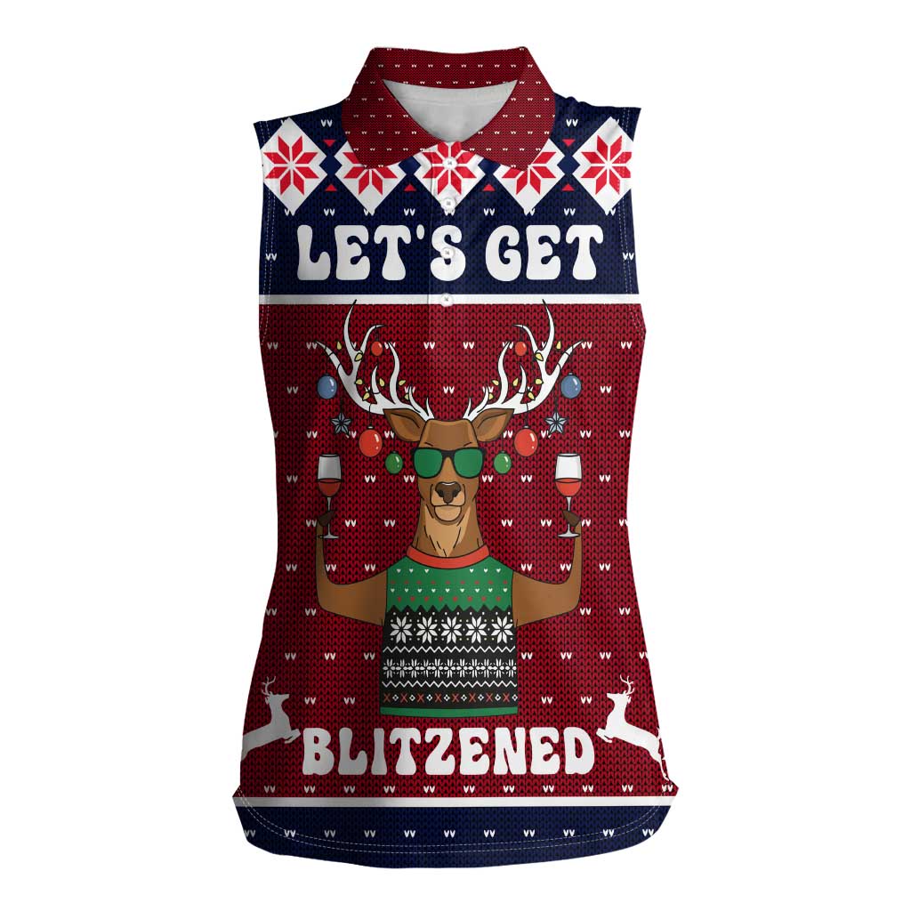 Lets Get Slouchy Christmas Women Sleeveless Polo Shirt Funny Xmas Holiday Patterns - Wonder Print Shop
