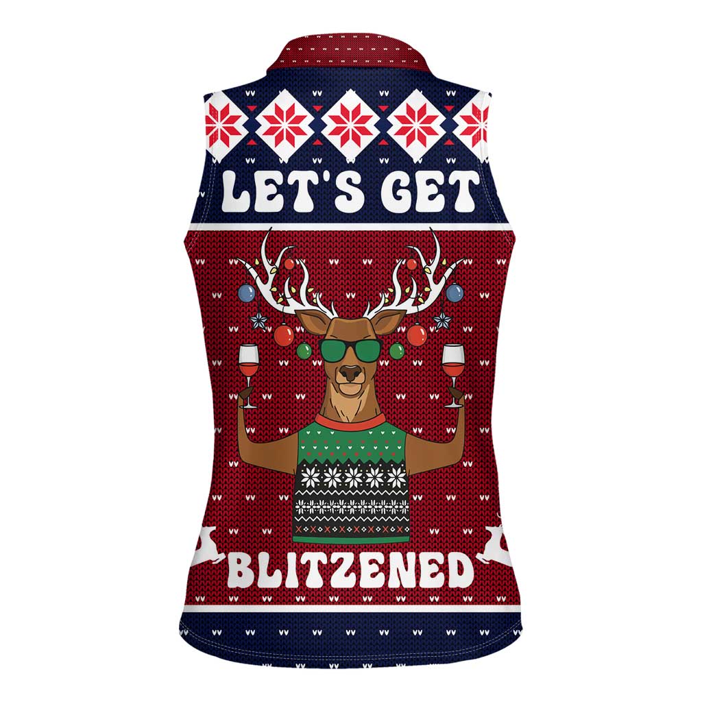 Lets Get Slouchy Christmas Women Sleeveless Polo Shirt Funny Xmas Holiday Patterns - Wonder Print Shop