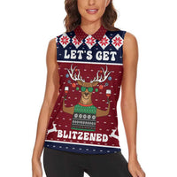Lets Get Slouchy Christmas Women Sleeveless Polo Shirt Funny Xmas Holiday Patterns - Wonder Print Shop