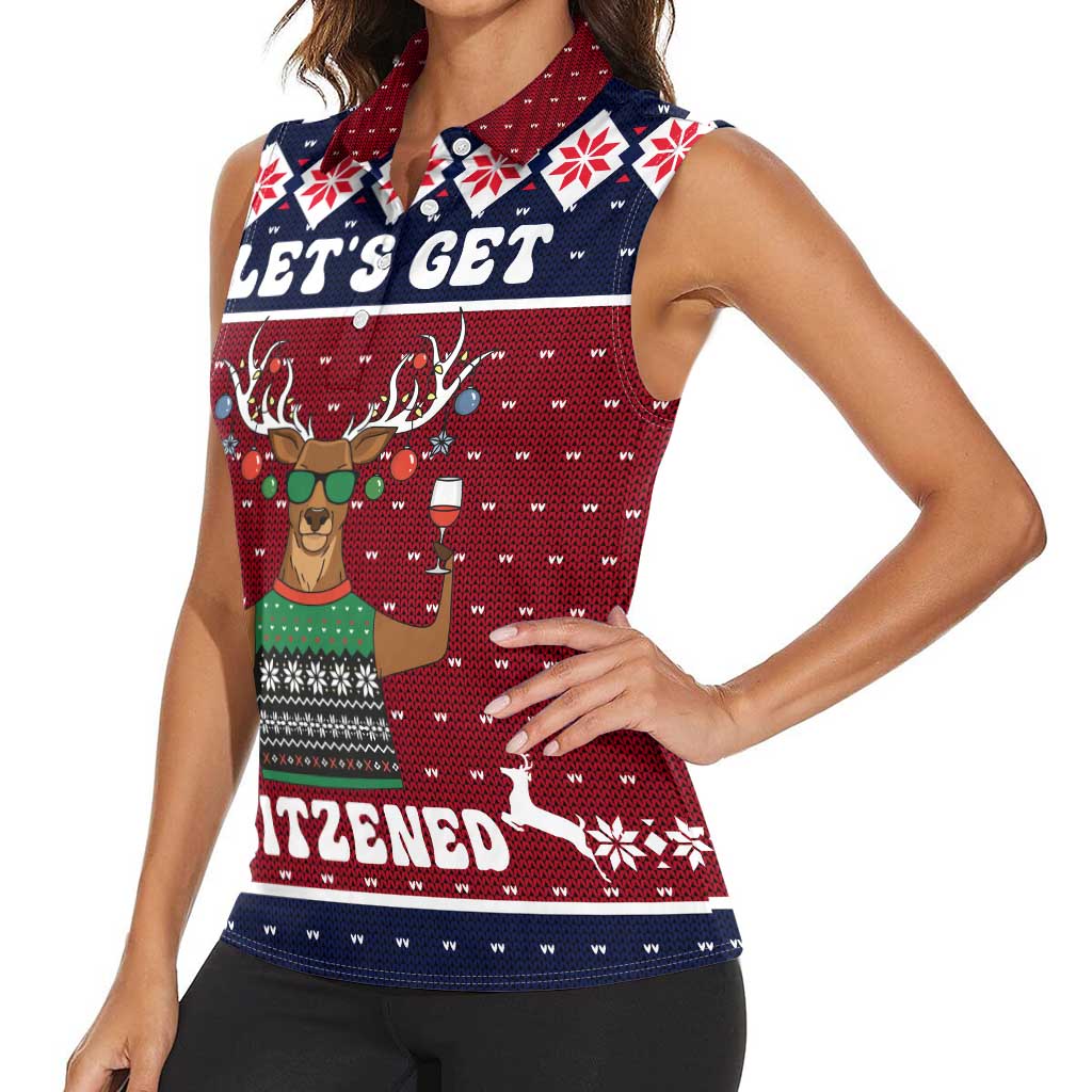 Lets Get Slouchy Christmas Women Sleeveless Polo Shirt Funny Xmas Holiday Patterns - Wonder Print Shop