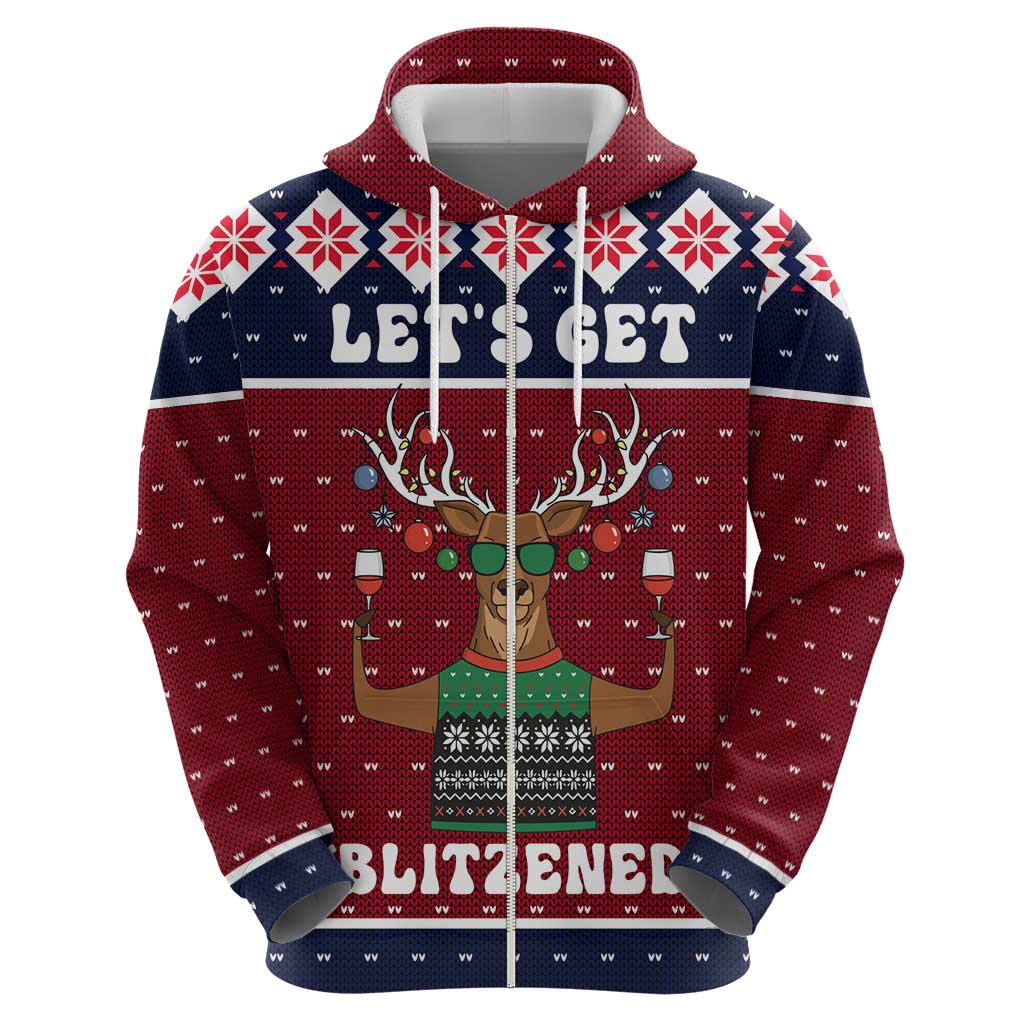 Lets Get Slouchy Christmas Zip Hoodie Funny Xmas Holiday Patterns - Wonder Print Shop