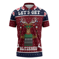 Lets Get Slouchy Christmas Zipper Polo Shirt Funny Xmas Holiday Patterns - Wonder Print Shop