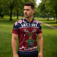 Lets Get Slouchy Christmas Zipper Polo Shirt Funny Xmas Holiday Patterns - Wonder Print Shop