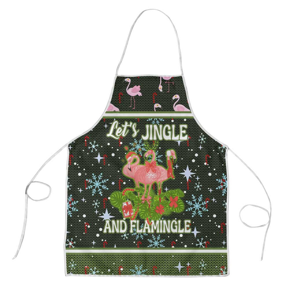 Lets Jingle And Flamingle Christmas Apron Funny Xmas Holiday Patterns - Wonder Print Shop