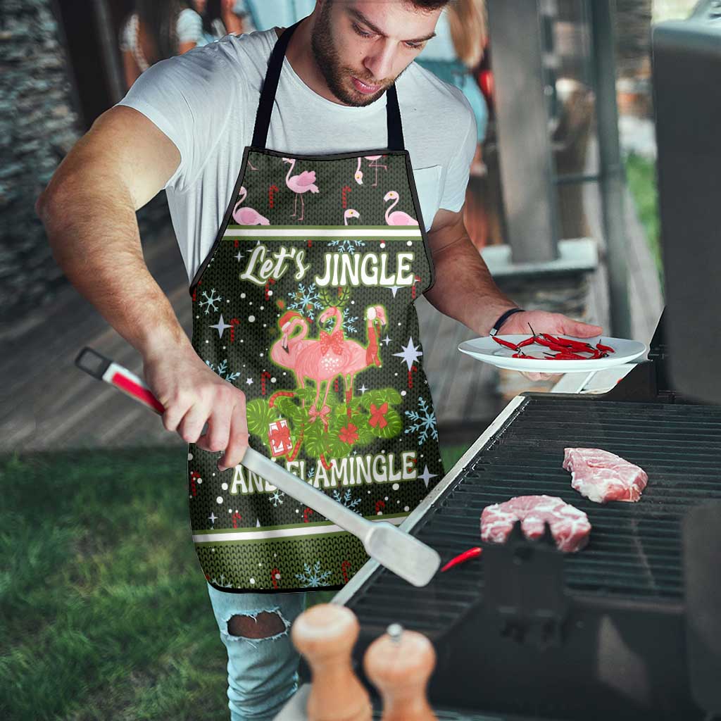 Lets Jingle And Flamingle Christmas Apron Funny Xmas Holiday Patterns - Wonder Print Shop