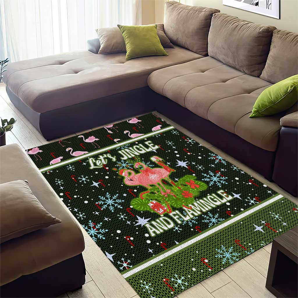 Lets Jingle And Flamingle Christmas Area Rug Funny Xmas Holiday Patterns - Wonder Print Shop