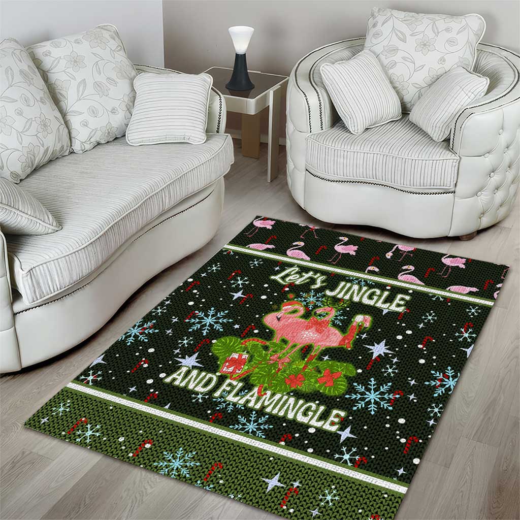 Lets Jingle And Flamingle Christmas Area Rug Funny Xmas Holiday Patterns - Wonder Print Shop