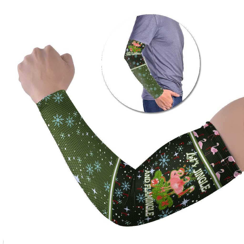 Lets Jingle And Flamingle Christmas Arm Sleeves Funny Xmas Holiday Patterns - Wonder Print Shop