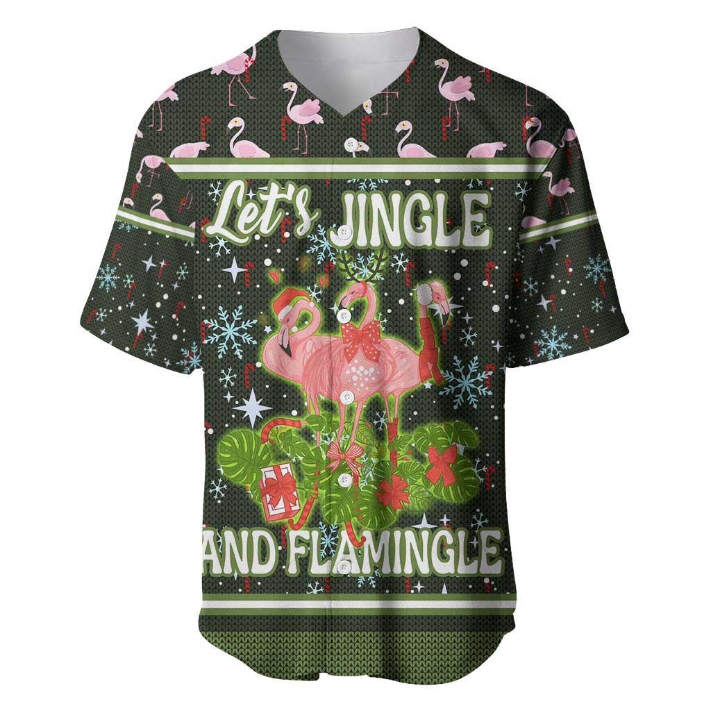 Lets Jingle And Flamingle Christmas Baseball Jersey Funny Xmas Holiday Patterns - Wonder Print Shop