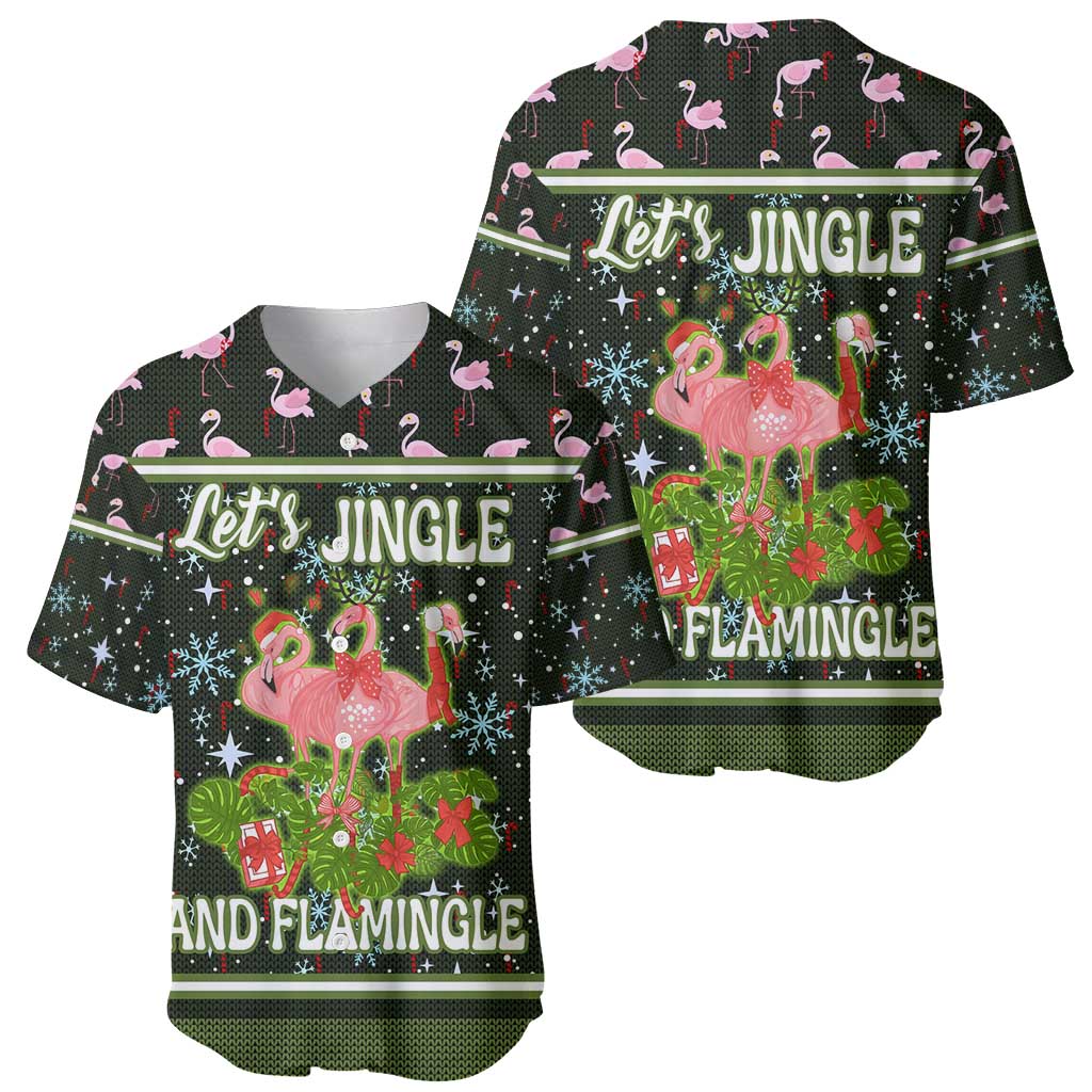 Lets Jingle And Flamingle Christmas Baseball Jersey Funny Xmas Holiday Patterns - Wonder Print Shop