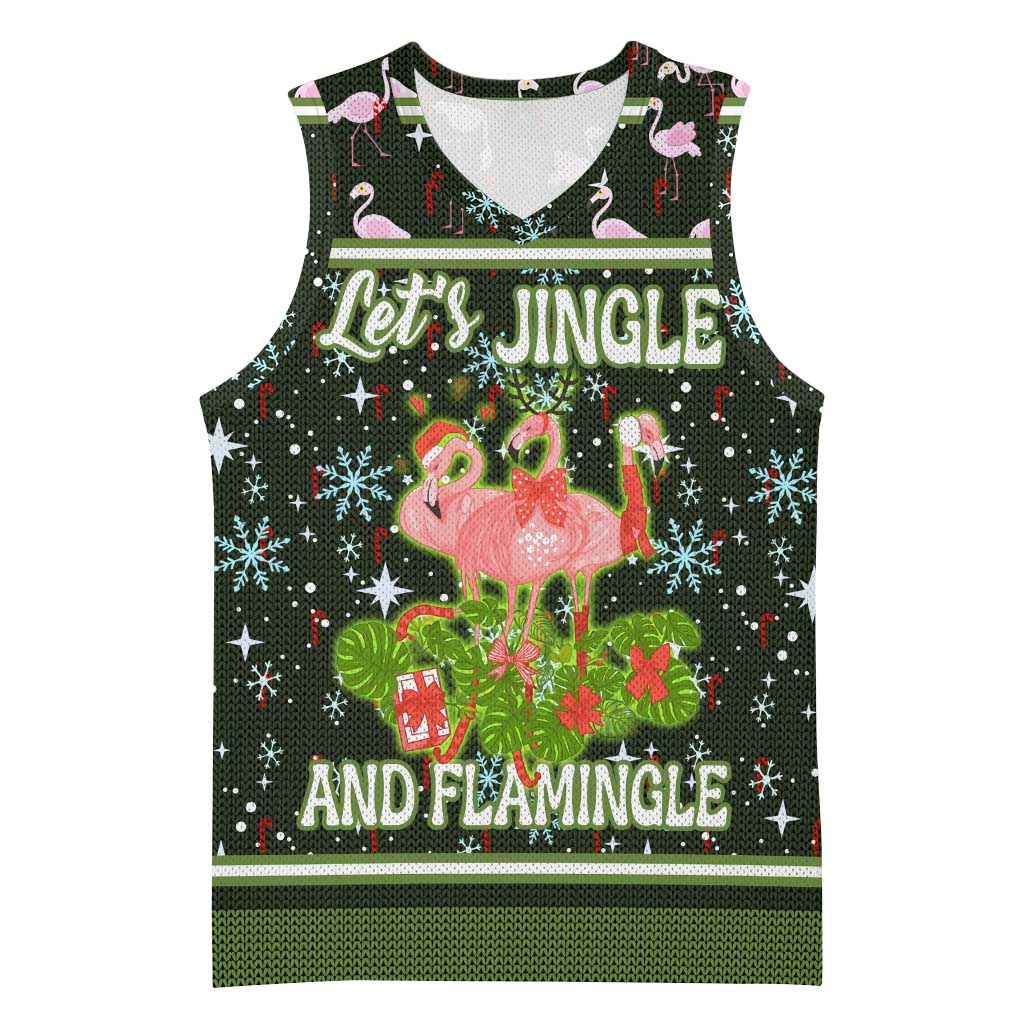 Lets Jingle And Flamingle Christmas Basketball Jersey Funny Xmas Holiday Patterns - Wonder Print Shop