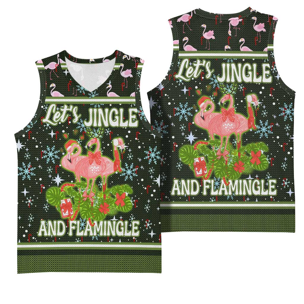 Lets Jingle And Flamingle Christmas Basketball Jersey Funny Xmas Holiday Patterns - Wonder Print Shop