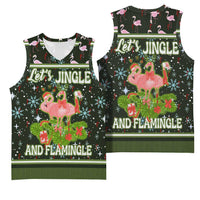 Lets Jingle And Flamingle Christmas Basketball Jersey Funny Xmas Holiday Patterns - Wonder Print Shop