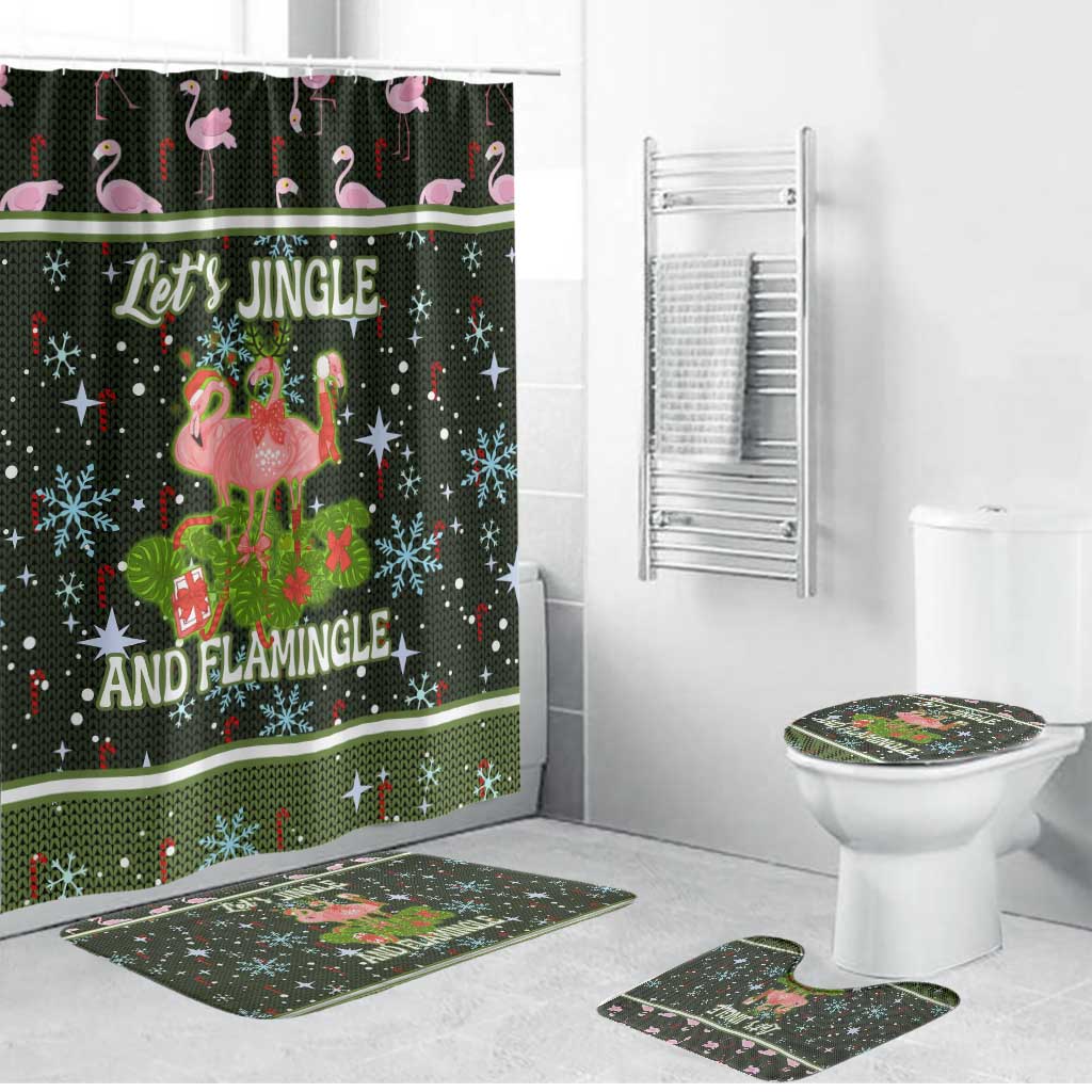 Lets Jingle And Flamingle Christmas Bathroom Set Funny Xmas Holiday Patterns - Wonder Print Shop