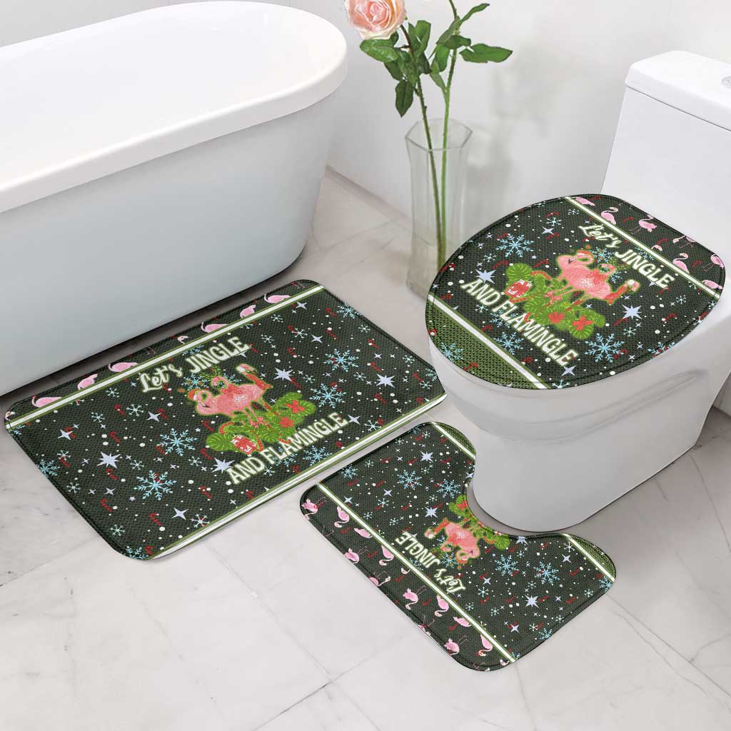 Lets Jingle And Flamingle Christmas Bathroom Set Funny Xmas Holiday Patterns - Wonder Print Shop