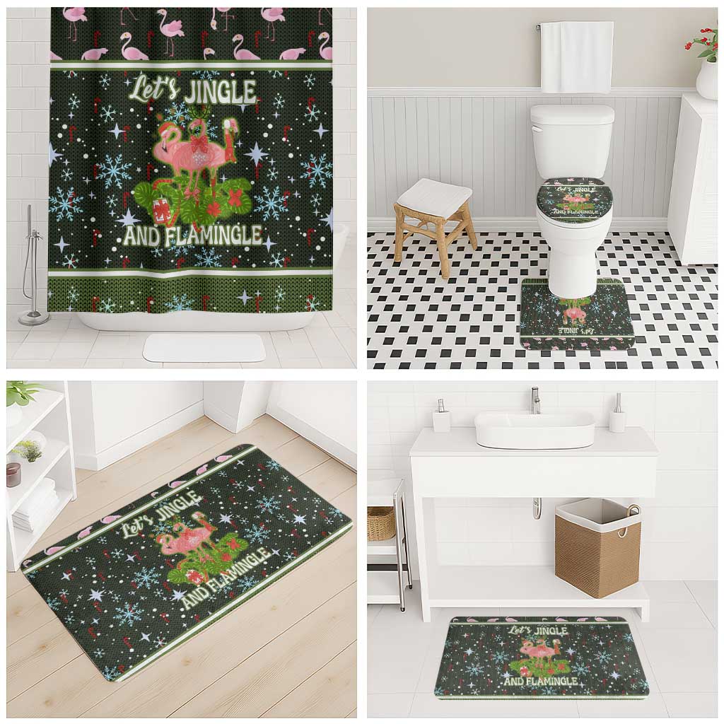 Lets Jingle And Flamingle Christmas Bathroom Set Funny Xmas Holiday Patterns - Wonder Print Shop