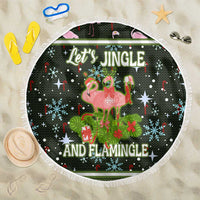 Lets Jingle And Flamingle Christmas Beach Blanket Funny Xmas Holiday Patterns - Wonder Print Shop