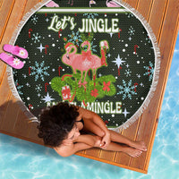 Lets Jingle And Flamingle Christmas Beach Blanket Funny Xmas Holiday Patterns - Wonder Print Shop