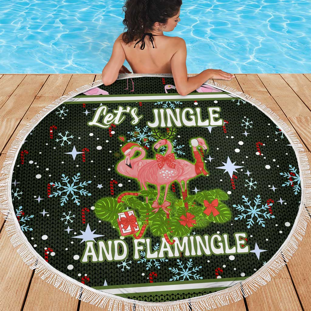 Lets Jingle And Flamingle Christmas Beach Blanket Funny Xmas Holiday Patterns - Wonder Print Shop