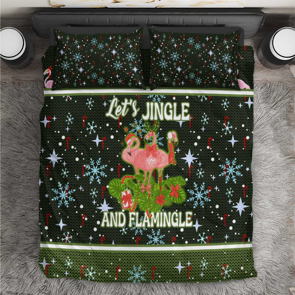 Lets Jingle And Flamingle Christmas Bedding Set Funny Xmas Holiday Patterns - Wonder Print Shop