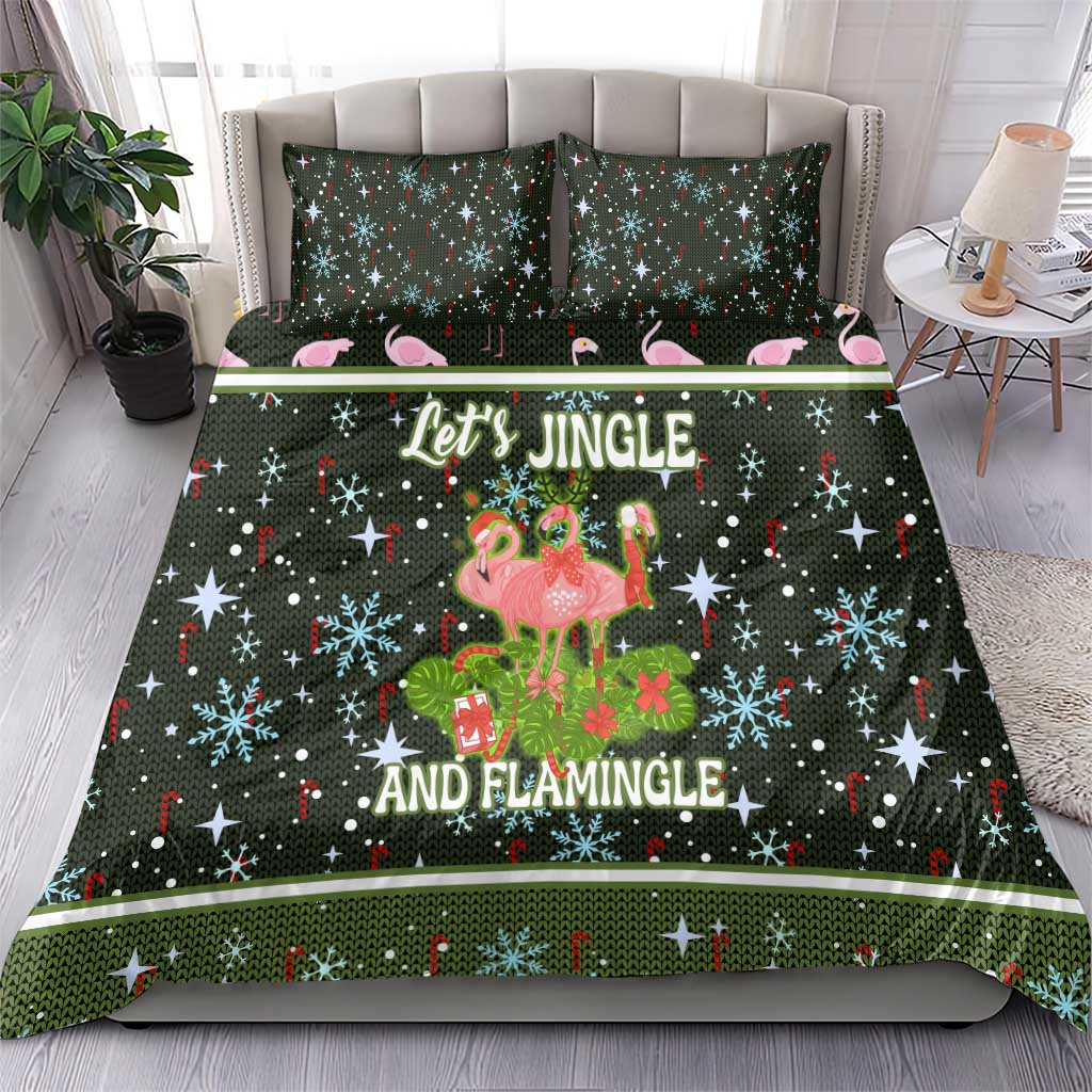 Lets Jingle And Flamingle Christmas Bedding Set Funny Xmas Holiday Patterns - Wonder Print Shop