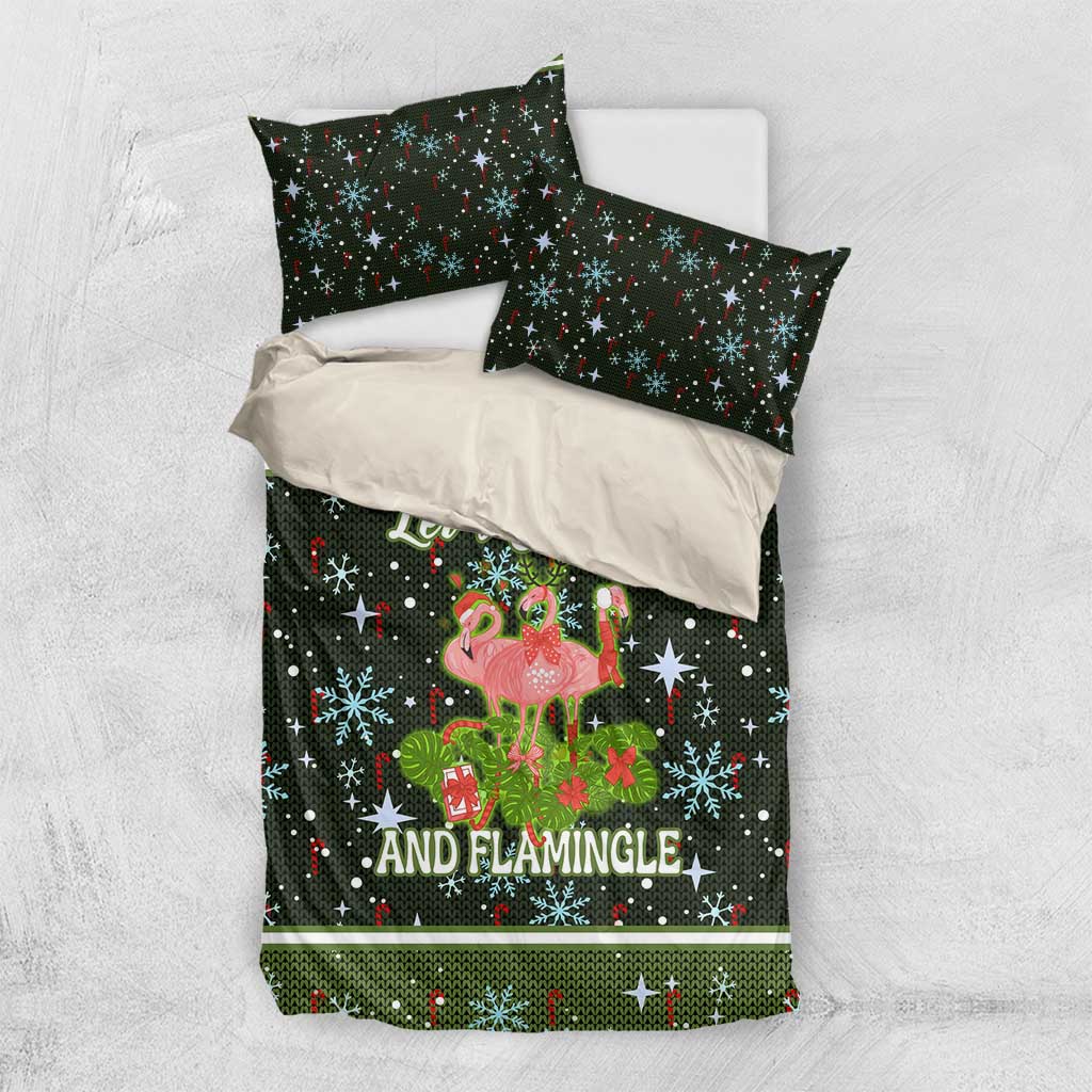 Lets Jingle And Flamingle Christmas Bedding Set Funny Xmas Holiday Patterns - Wonder Print Shop