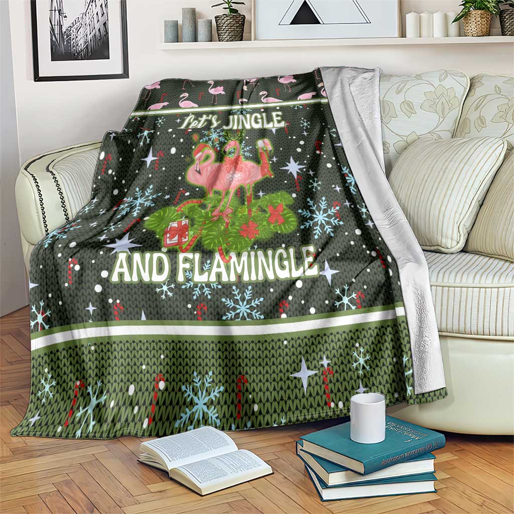 Lets Jingle And Flamingle Christmas Blanket Funny Xmas Holiday Patterns - Wonder Print Shop