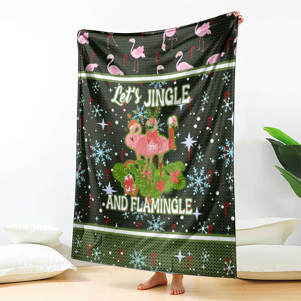 Lets Jingle And Flamingle Christmas Blanket Funny Xmas Holiday Patterns - Wonder Print Shop