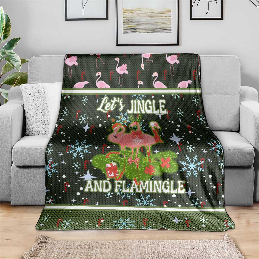 Lets Jingle And Flamingle Christmas Blanket Funny Xmas Holiday Patterns - Wonder Print Shop