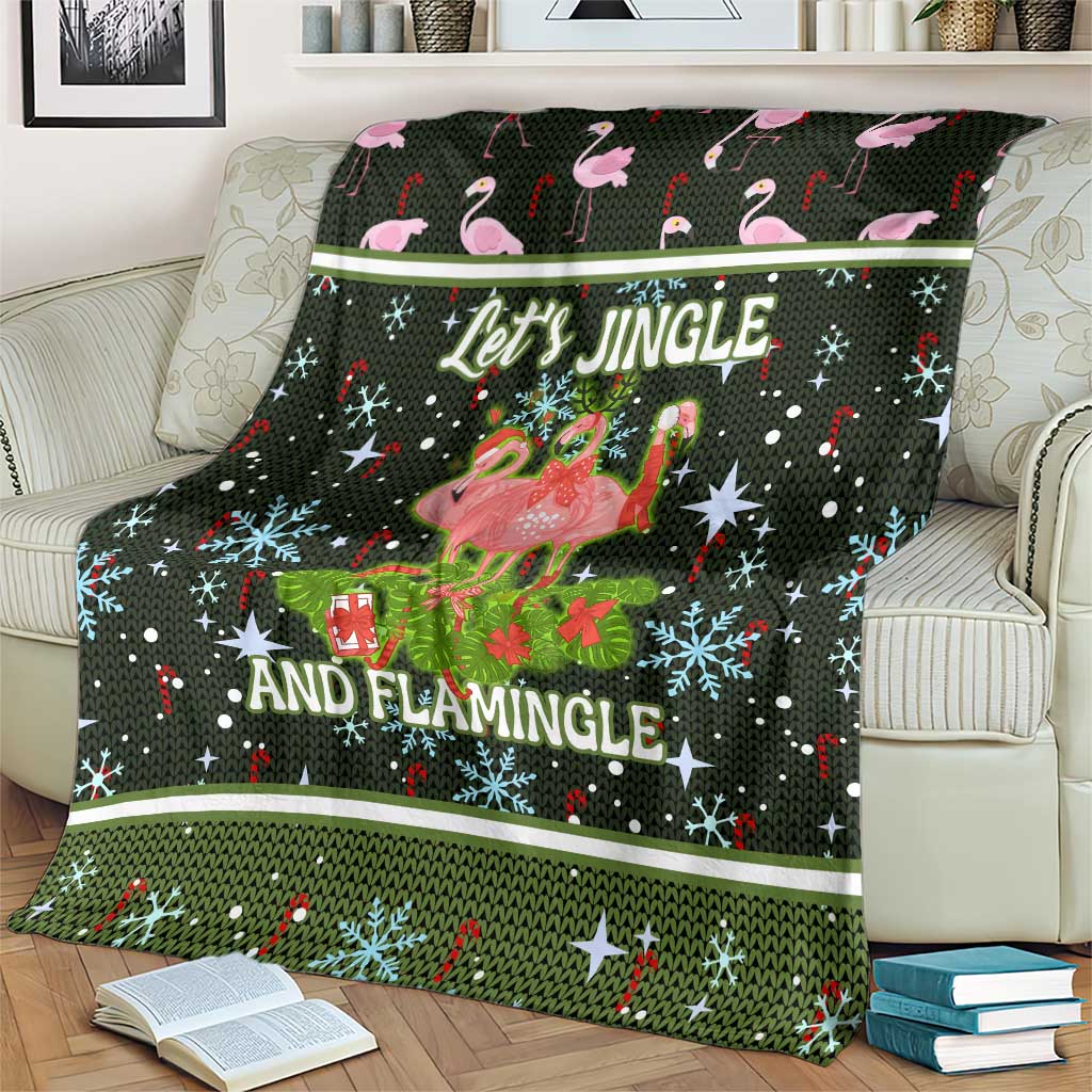 Lets Jingle And Flamingle Christmas Blanket Funny Xmas Holiday Patterns - Wonder Print Shop