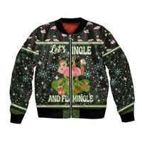 Lets Jingle And Flamingle Christmas Bomber Jacket Funny Xmas Holiday Patterns - Wonder Print Shop