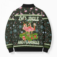 Lets Jingle And Flamingle Christmas Bomber Puffer Jacket Funny Xmas Holiday Patterns - Wonder Print Shop