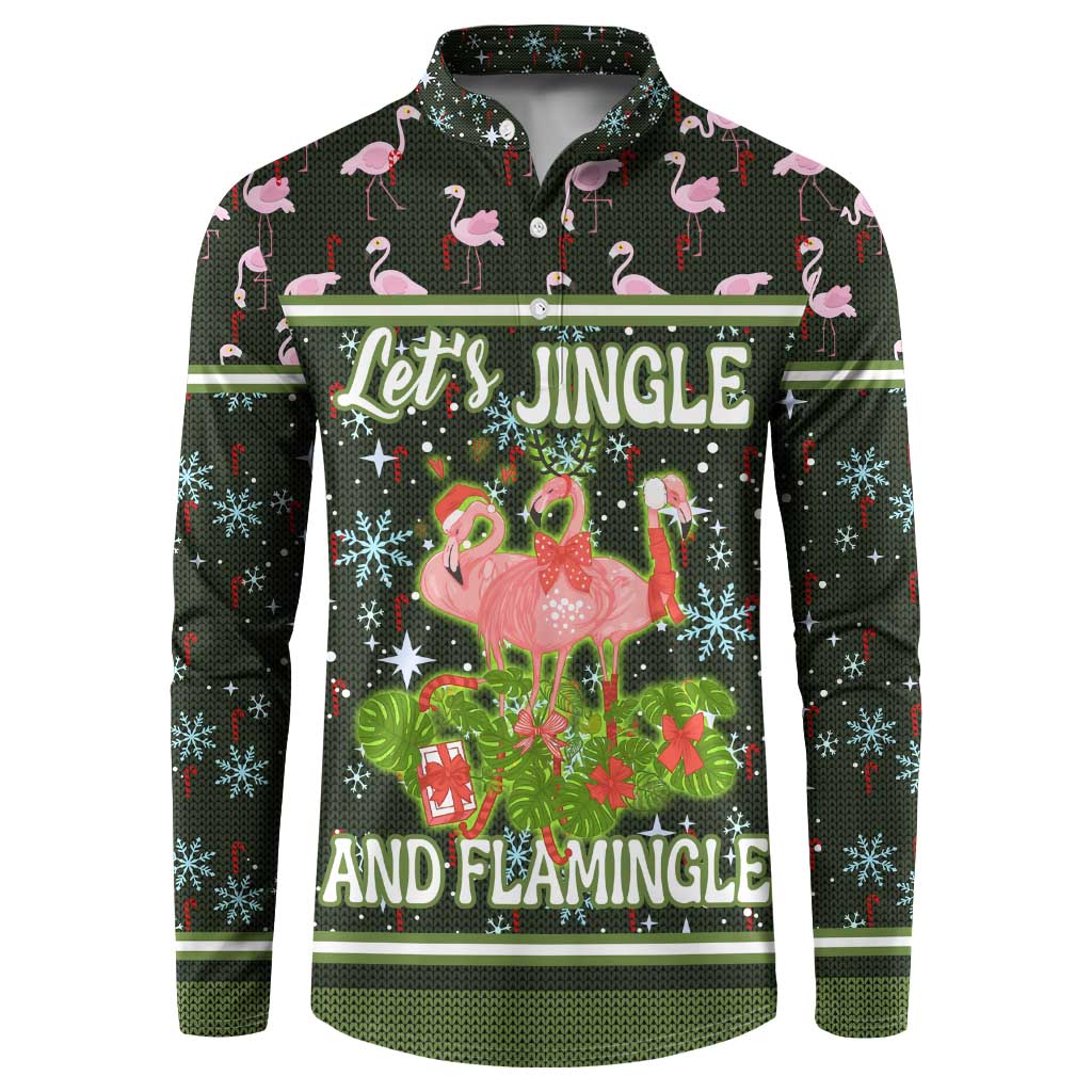 Lets Jingle And Flamingle Christmas Button Sweatshirt Funny Xmas Holiday Patterns - Wonder Print Shop