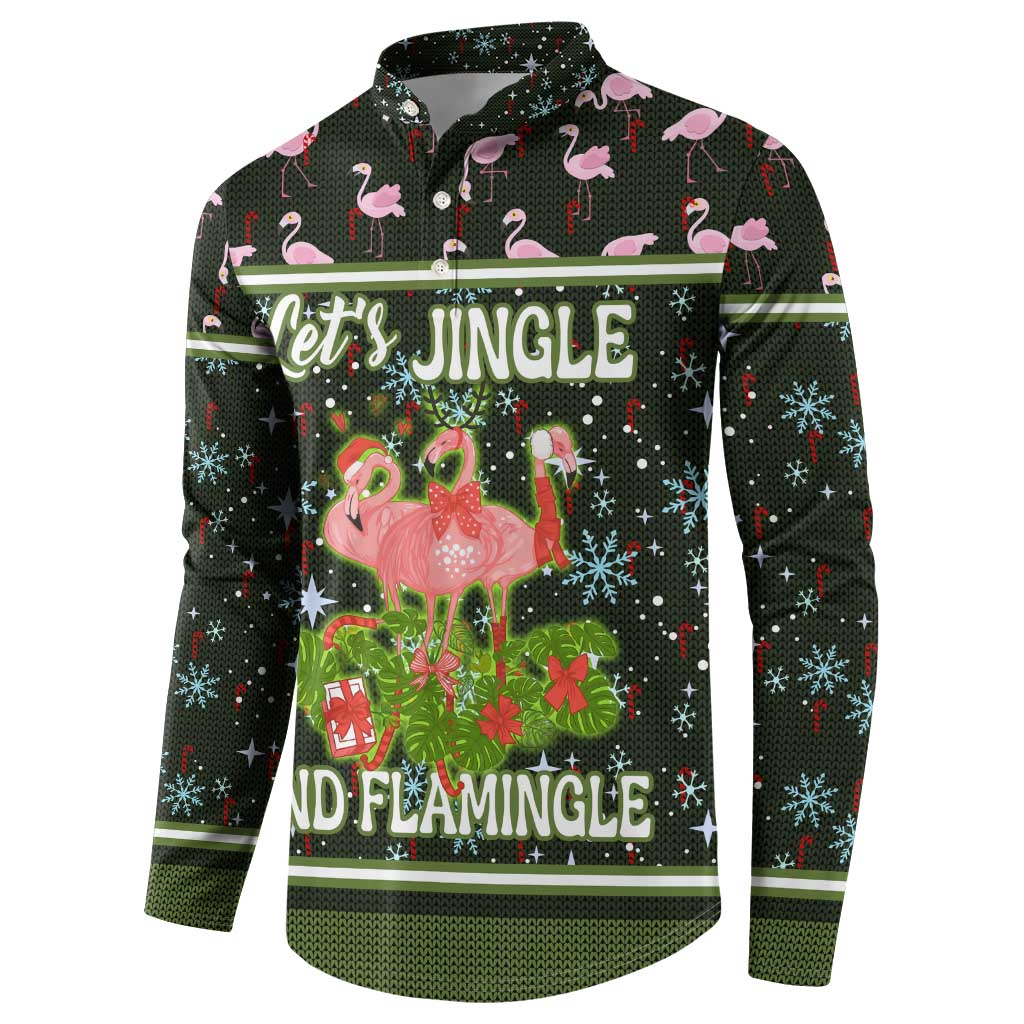 Lets Jingle And Flamingle Christmas Button Sweatshirt Funny Xmas Holiday Patterns - Wonder Print Shop