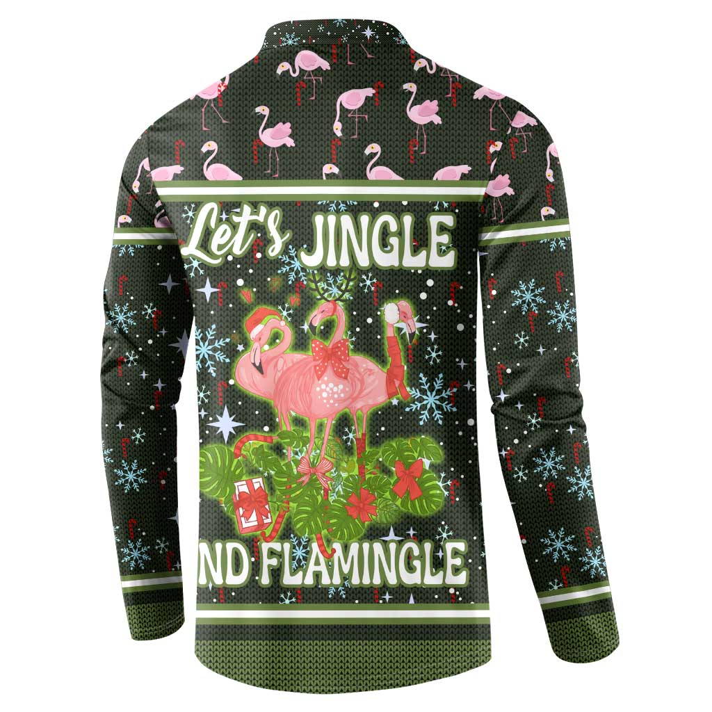 Lets Jingle And Flamingle Christmas Button Sweatshirt Funny Xmas Holiday Patterns - Wonder Print Shop