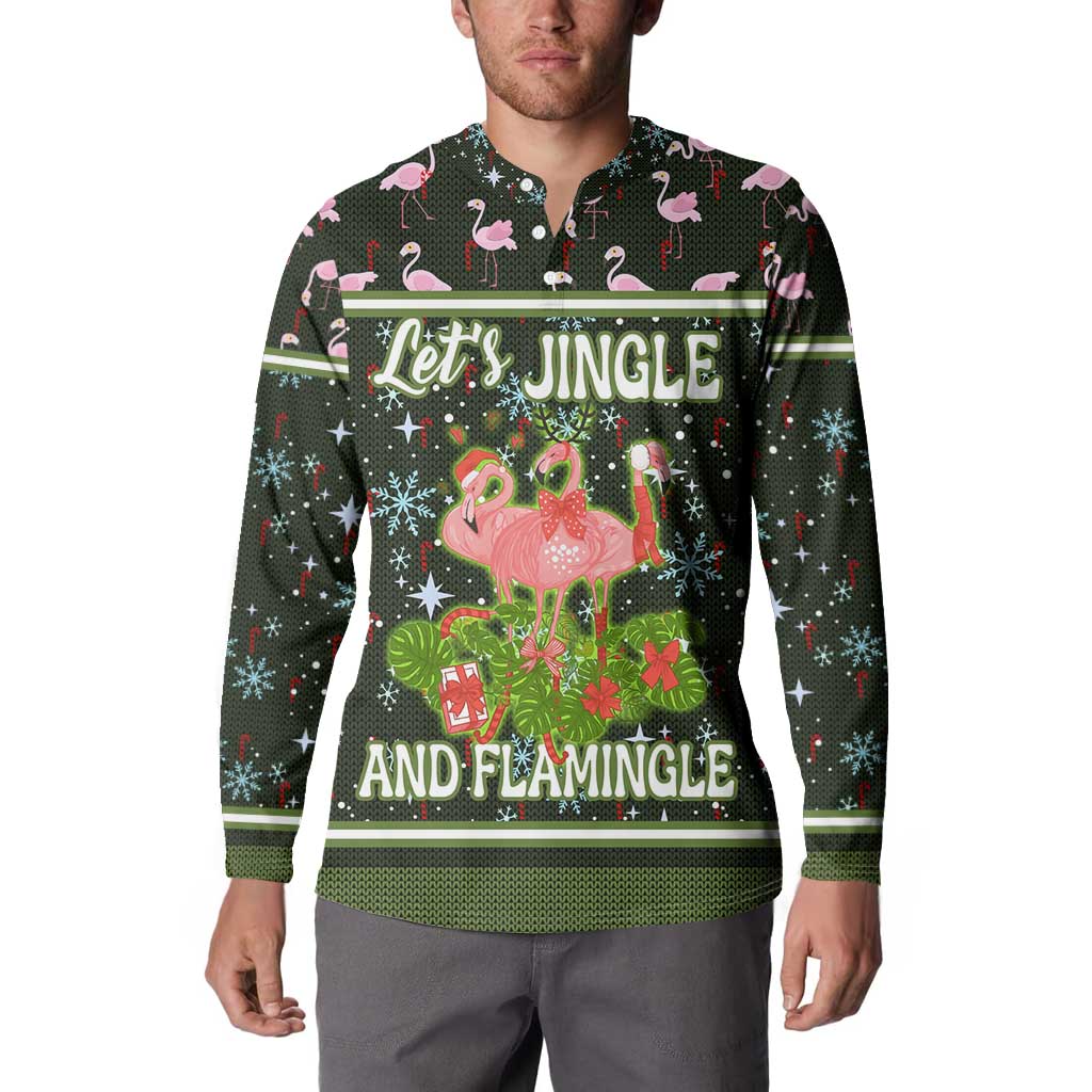Lets Jingle And Flamingle Christmas Button Sweatshirt Funny Xmas Holiday Patterns - Wonder Print Shop