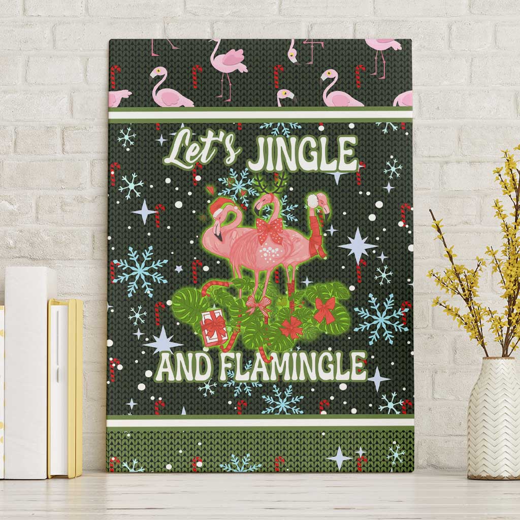 Lets Jingle And Flamingle Christmas Canvas Wall Art Funny Xmas Holiday Patterns - Wonder Print Shop