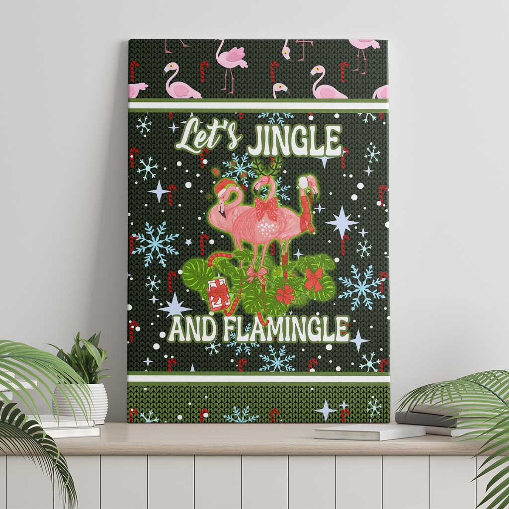 Lets Jingle And Flamingle Christmas Canvas Wall Art Funny Xmas Holiday Patterns - Wonder Print Shop