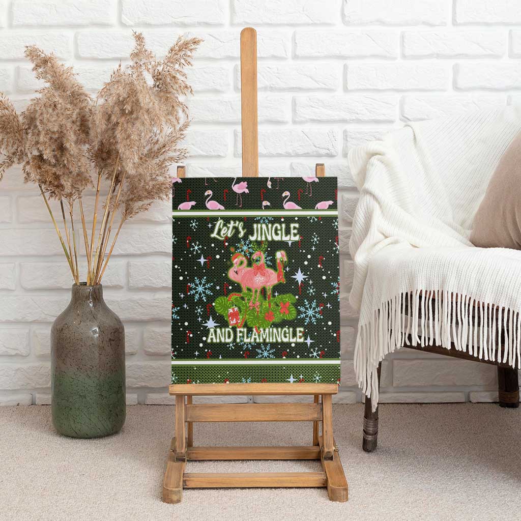 Lets Jingle And Flamingle Christmas Canvas Wall Art Funny Xmas Holiday Patterns - Wonder Print Shop
